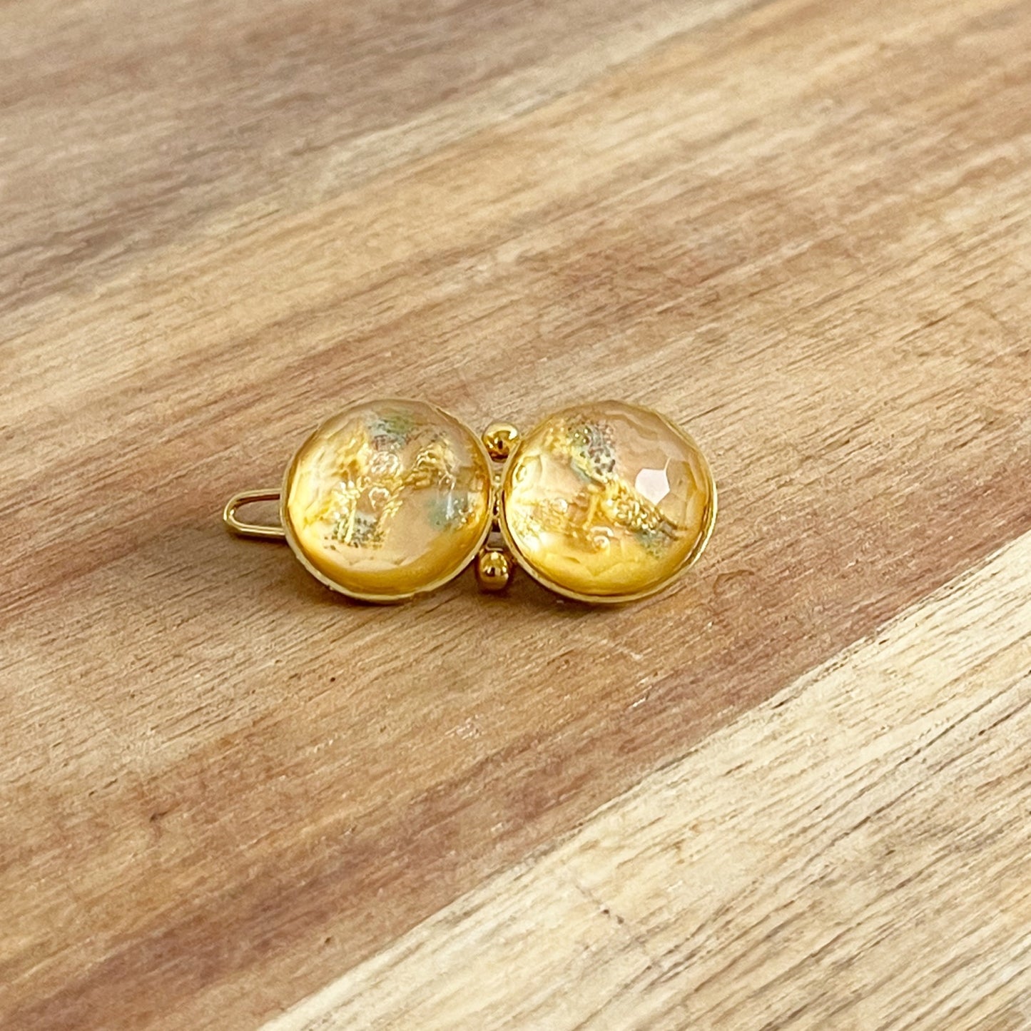 Hair Clip Pink Gold 24k Resin