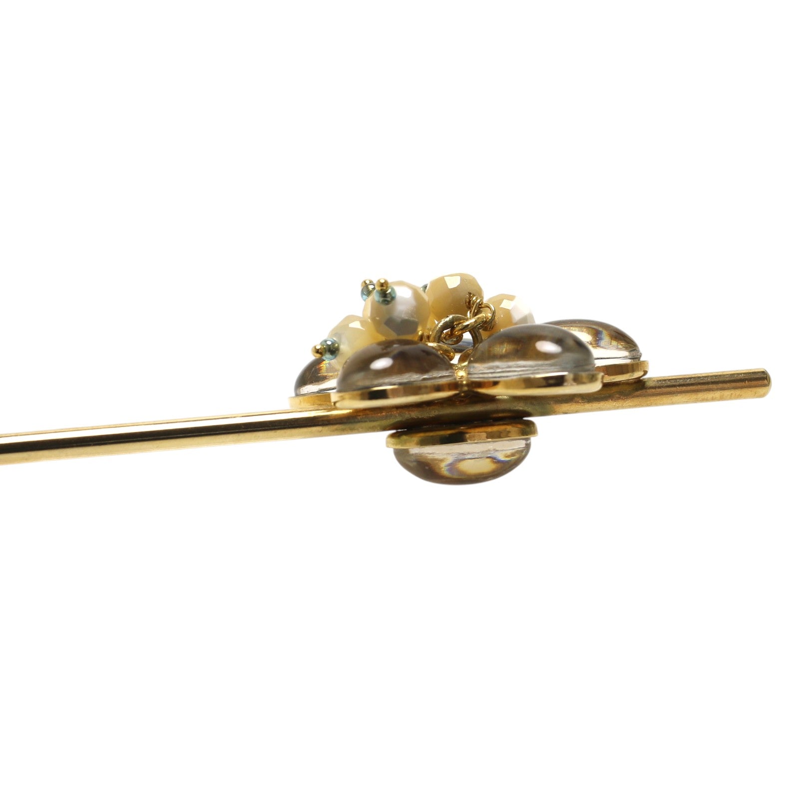 Flower Hair Stick Gold Blue Mother of Pearl TAMARUSAN