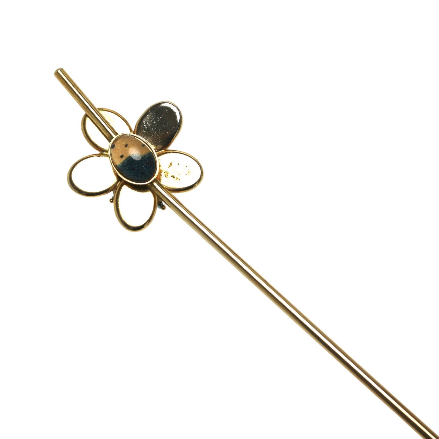 Flower Hair Stick Gold Blue Mother of Pearl TAMARUSAN