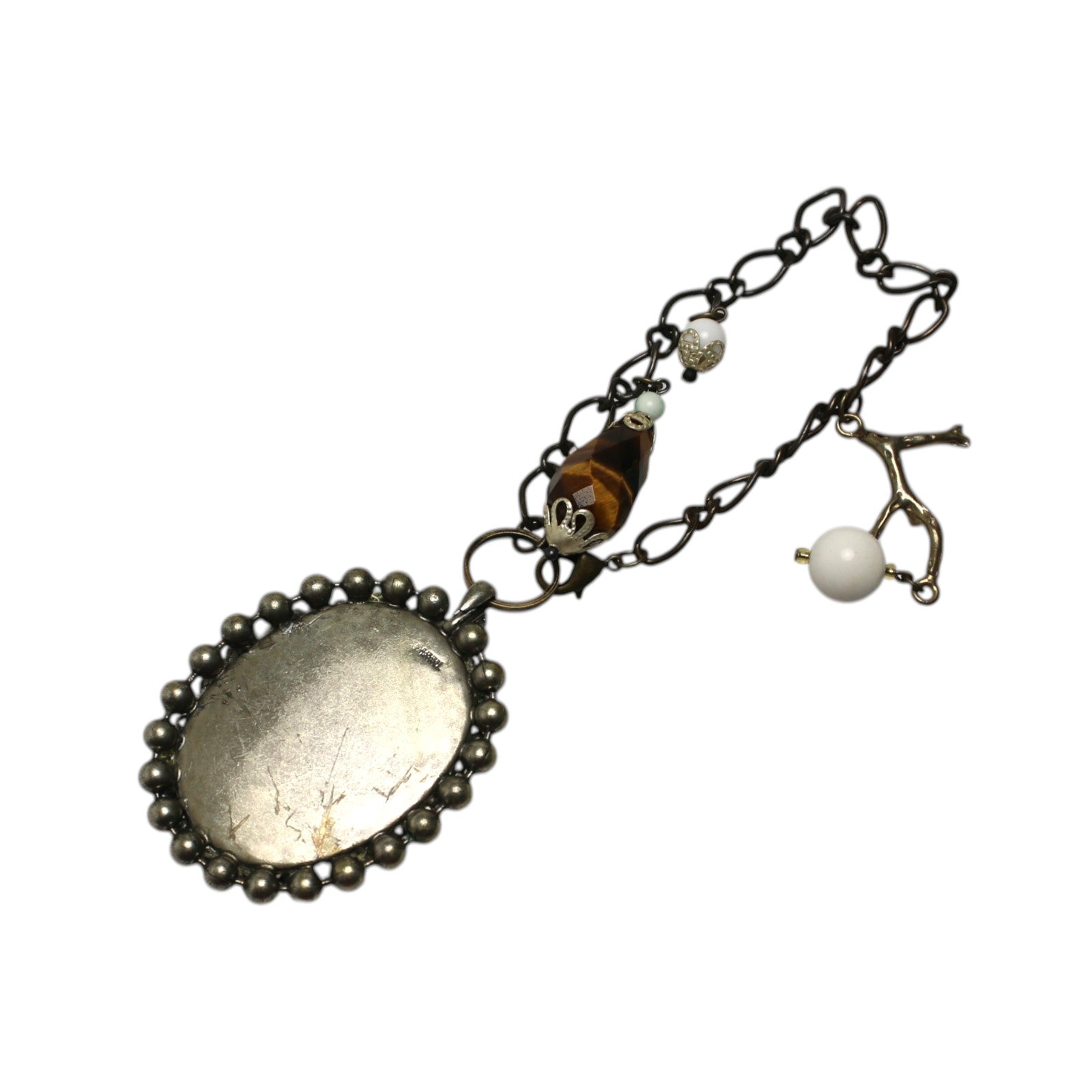 Bag Charm Antique Style White Brown TAMARUSAN