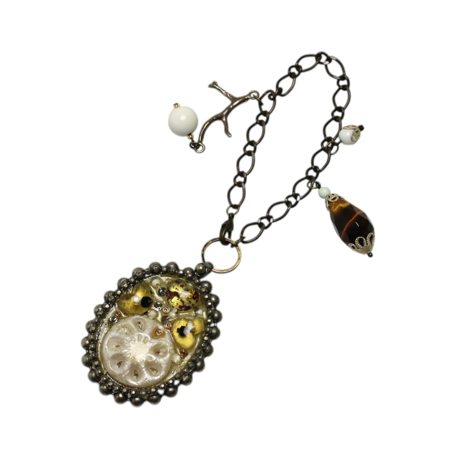 Bag Charm Antique Style White Brown TAMARUSAN