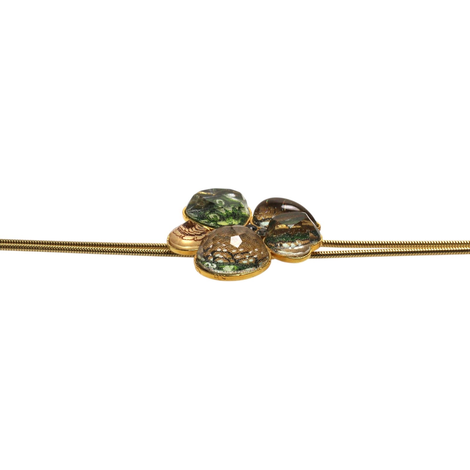Necklace Flower Bolo Tie Style Green 24K Gold TAMARUSAN
