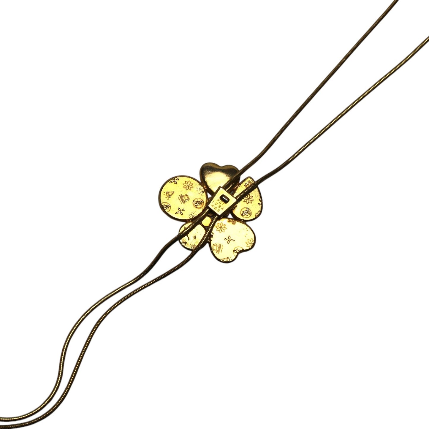 Necklace Flower Bolo Tie Style Green 24K Gold TAMARUSAN