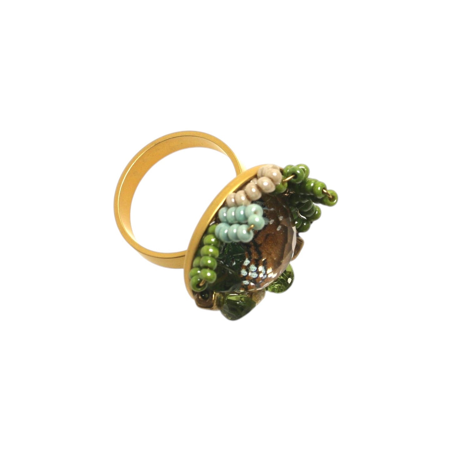 Scarf Ring Green Flower Gold TAMARUSAN