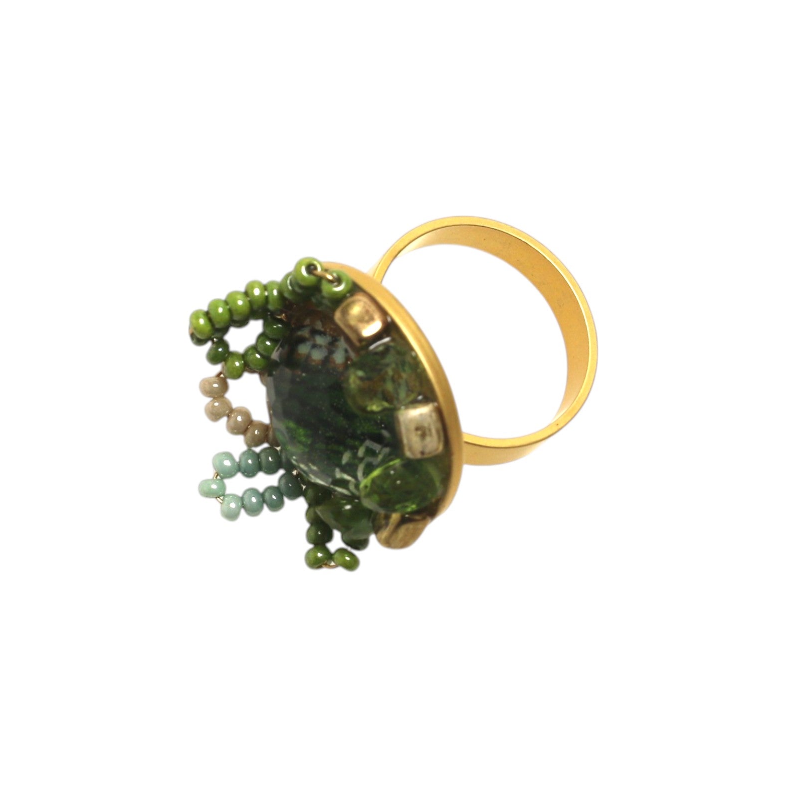 Scarf Ring Green Flower Gold TAMARUSAN