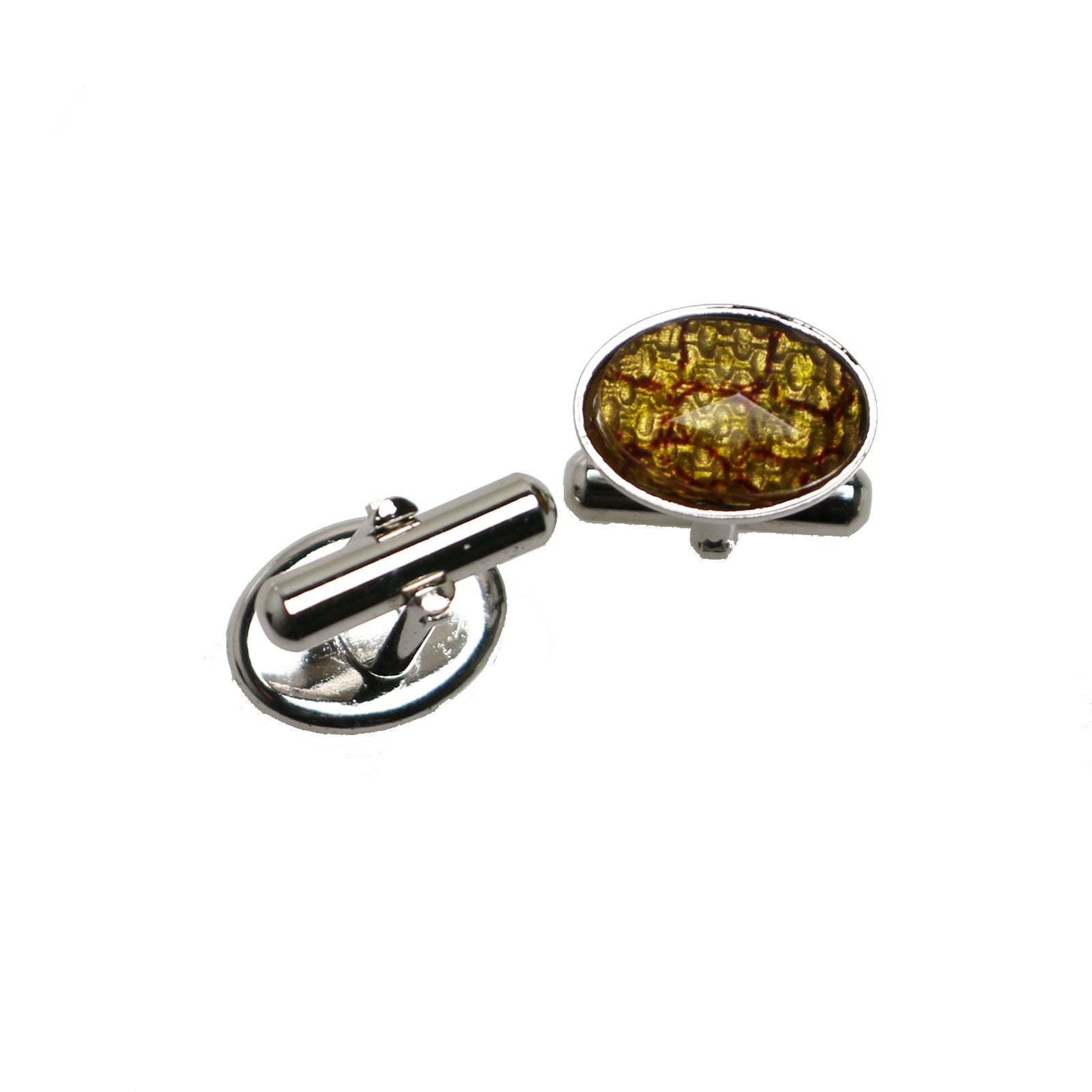 Cuff Links Oval Rhodium Pink TAMARUSAN