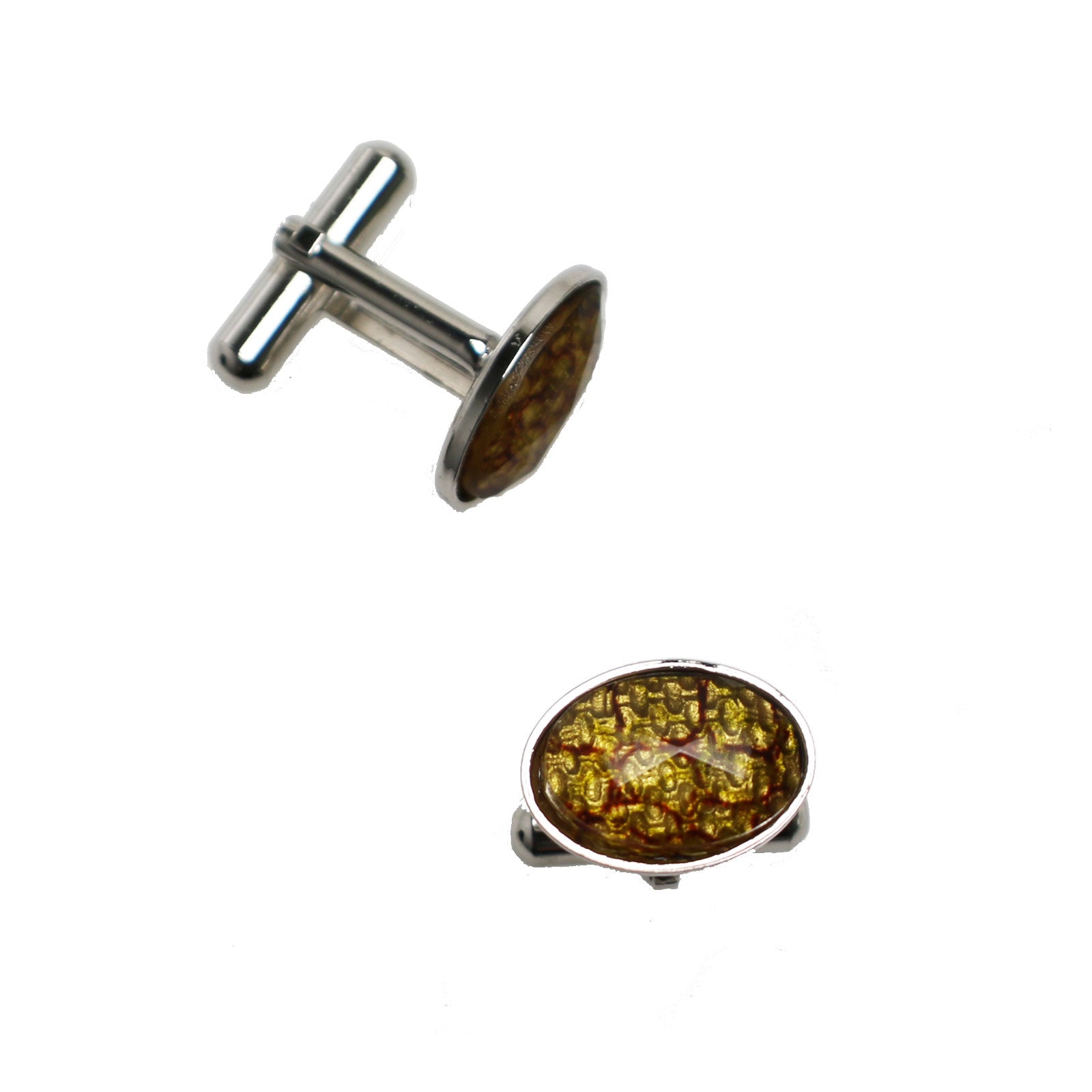 Cuff Links Oval Rhodium Pink TAMARUSAN