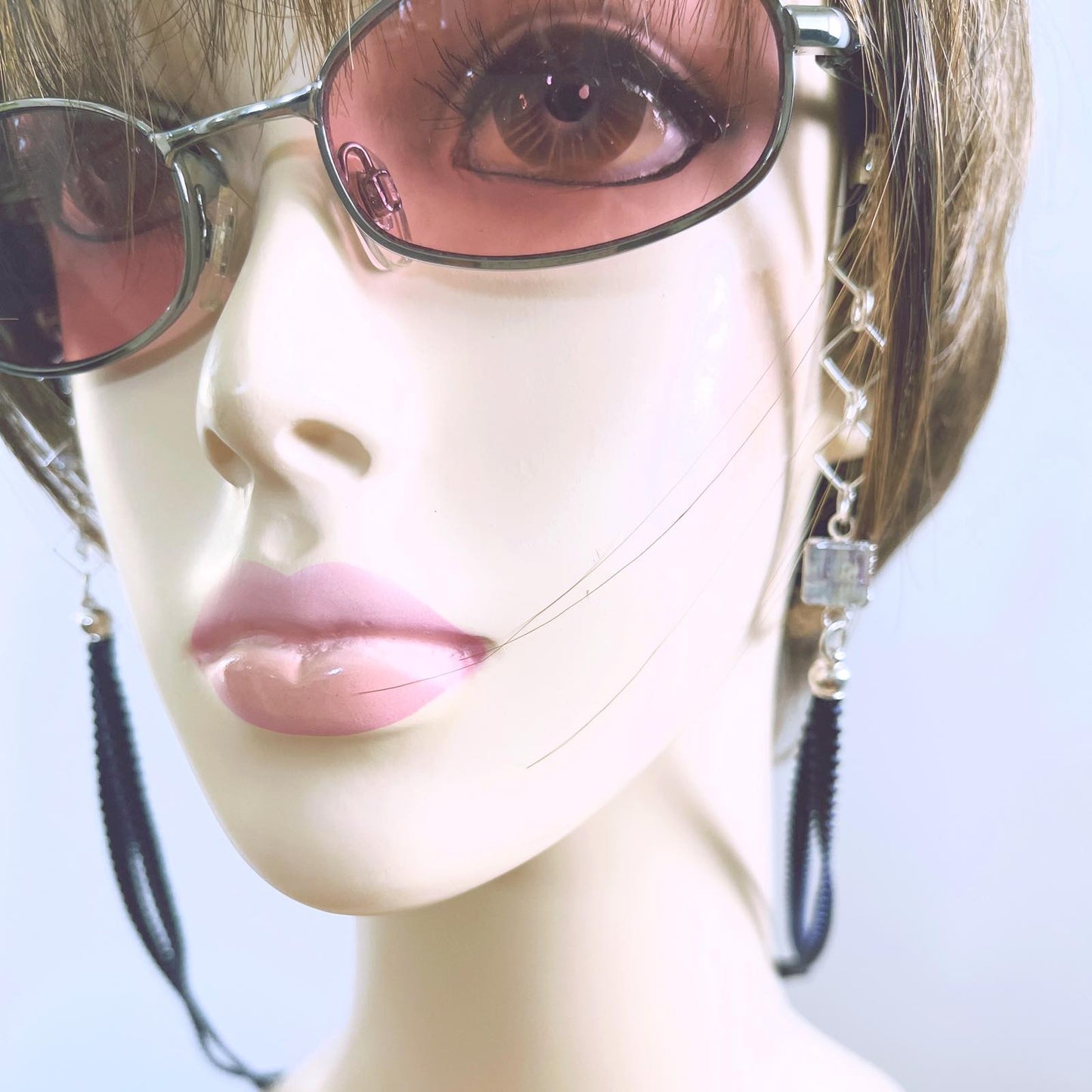 Glasses Chain Navy Light Blue Ribbon TAMARUSAN