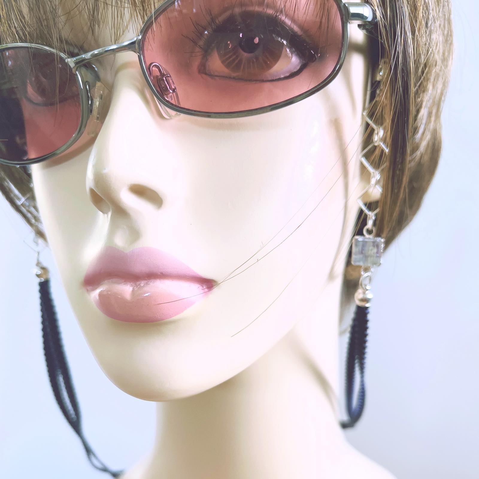 Glasses Chain Navy Light Blue Ribbon TAMARUSAN