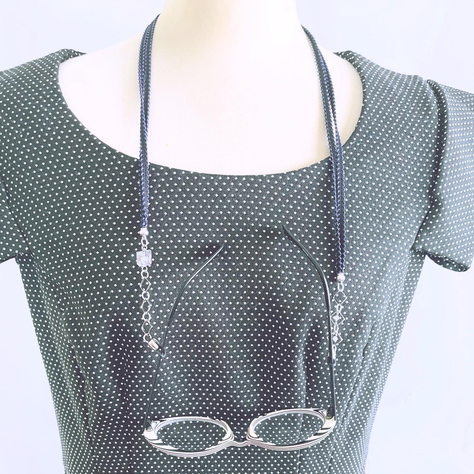 Glasses Chain Navy Light Blue Ribbon TAMARUSAN