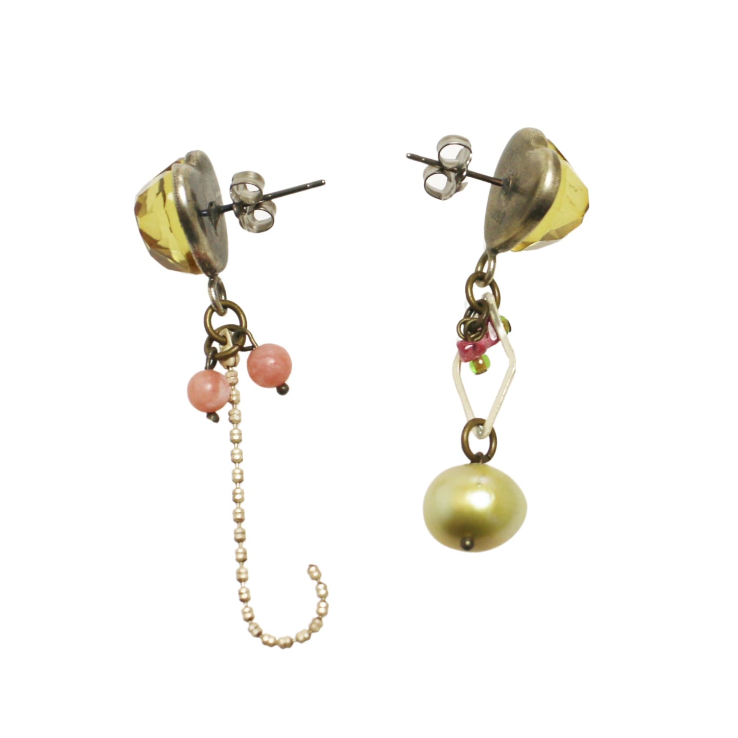 Asymmetrical Earrings Heart Pink Water Surface TAMARUSAN