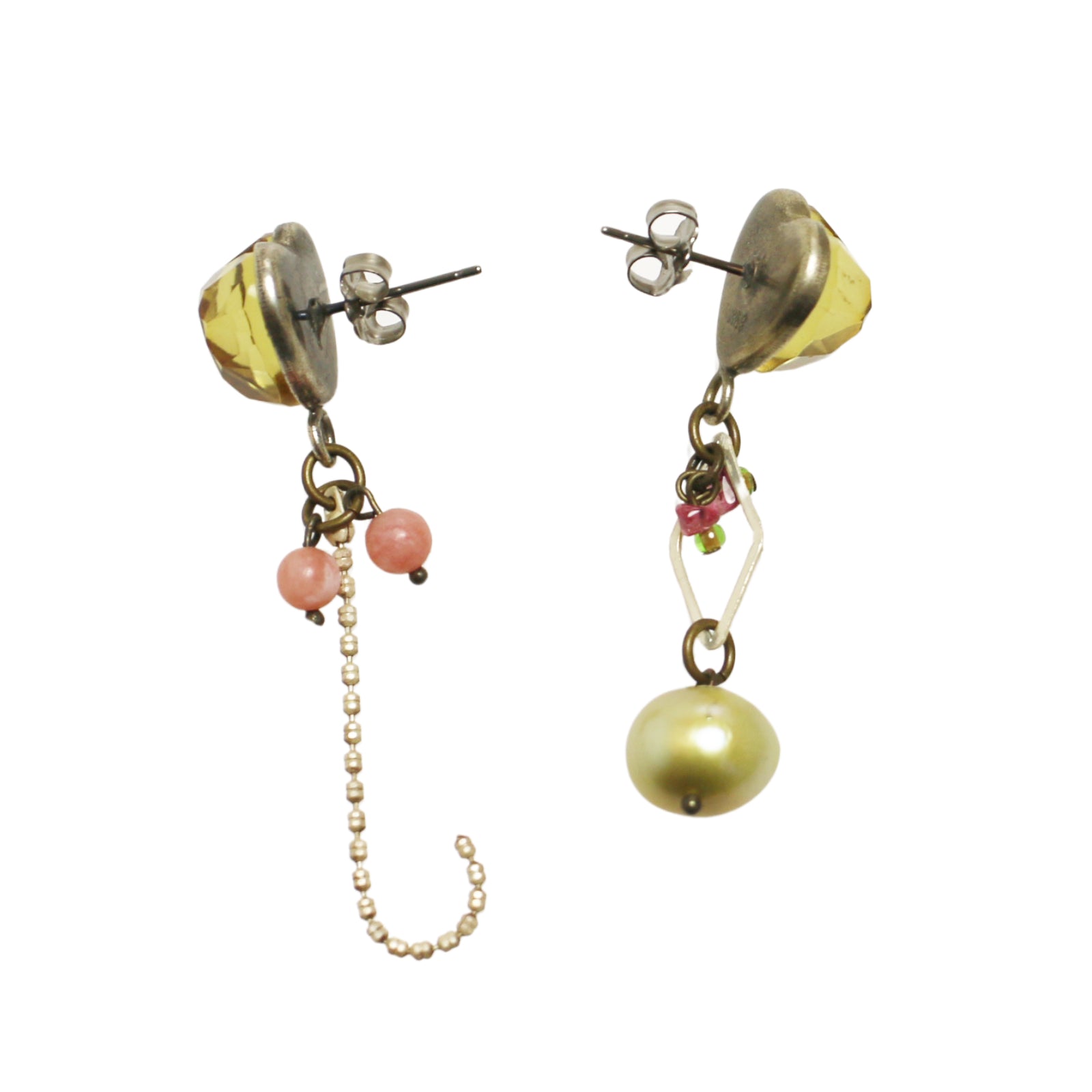 Asymmetrical Earrings Heart Pink Water Surface TAMARUSAN