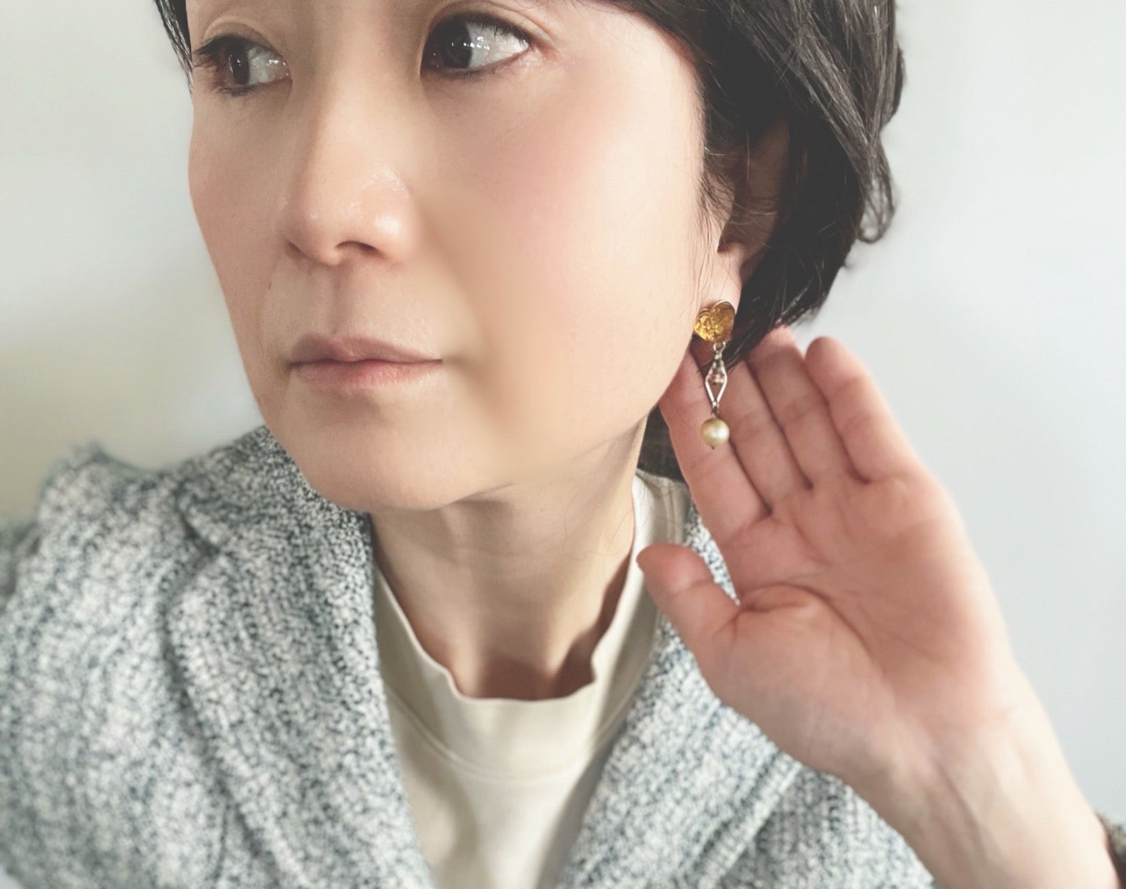 Asymmetrical Earrings Heart Pink Water Surface TAMARUSAN