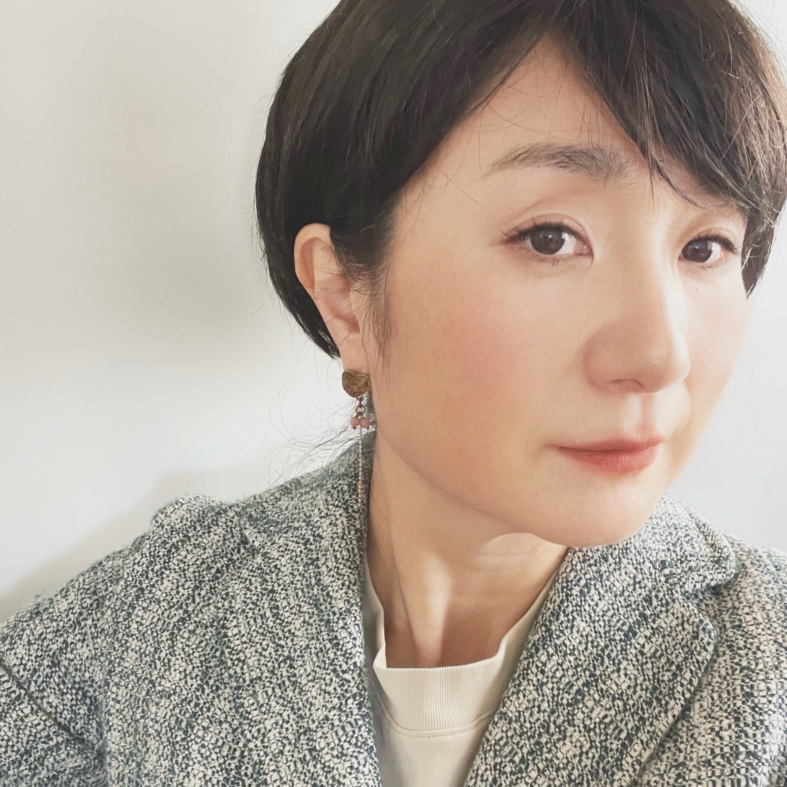 Asymmetrical Earrings Heart Pink Water Surface TAMARUSAN