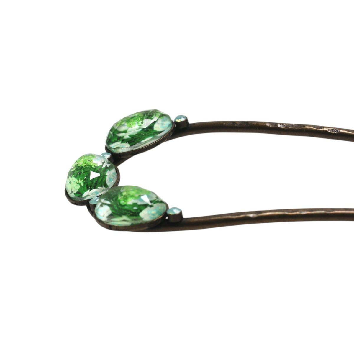Double Prong Hair Stick Green Watermelon Resin TAMARUSAN