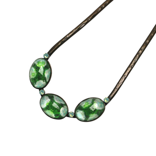 Double Prong Hair Stick Green Watermelon Resin TAMARUSAN
