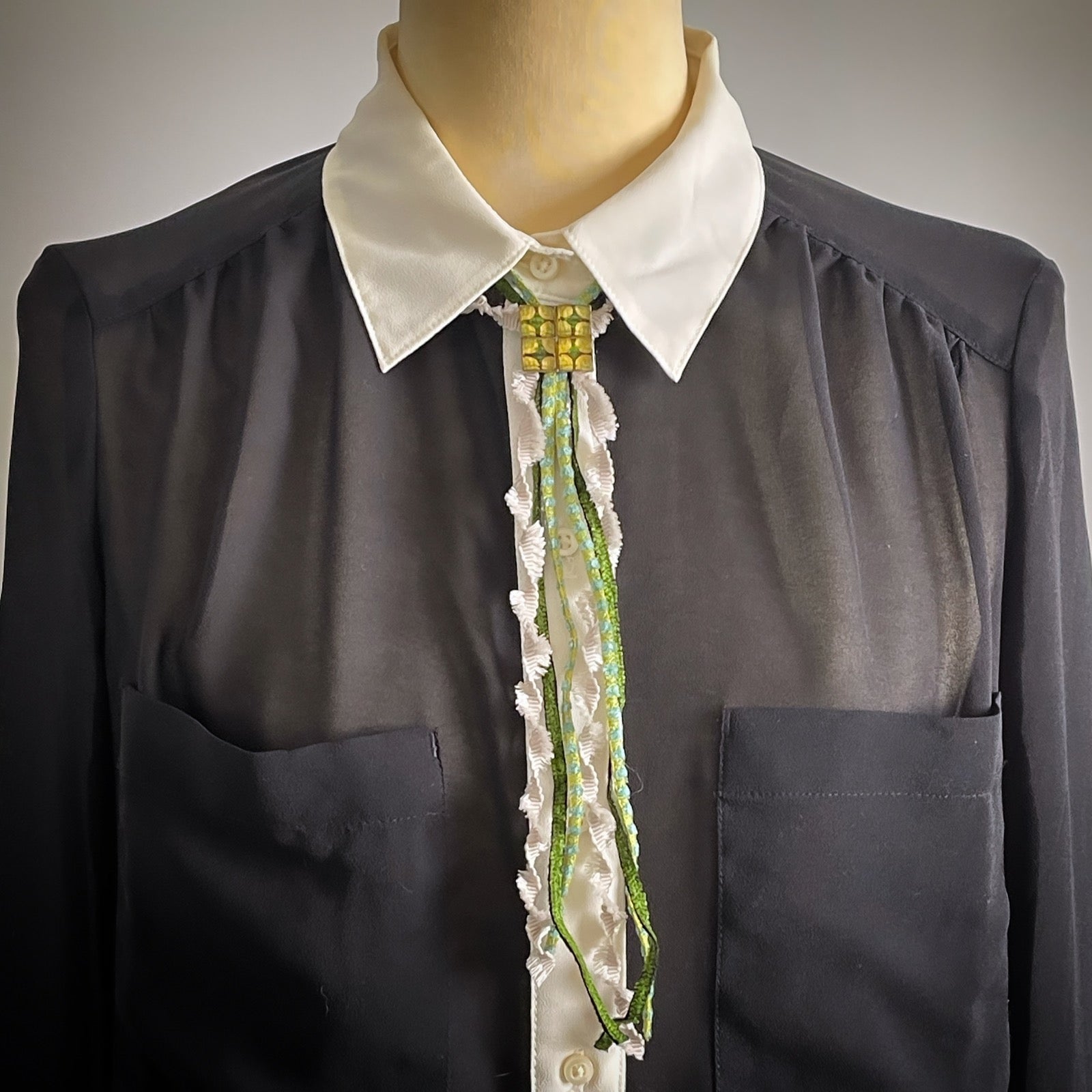 Bolo Tie Necklace Green Watermelon Ribbon TAMARUSAN