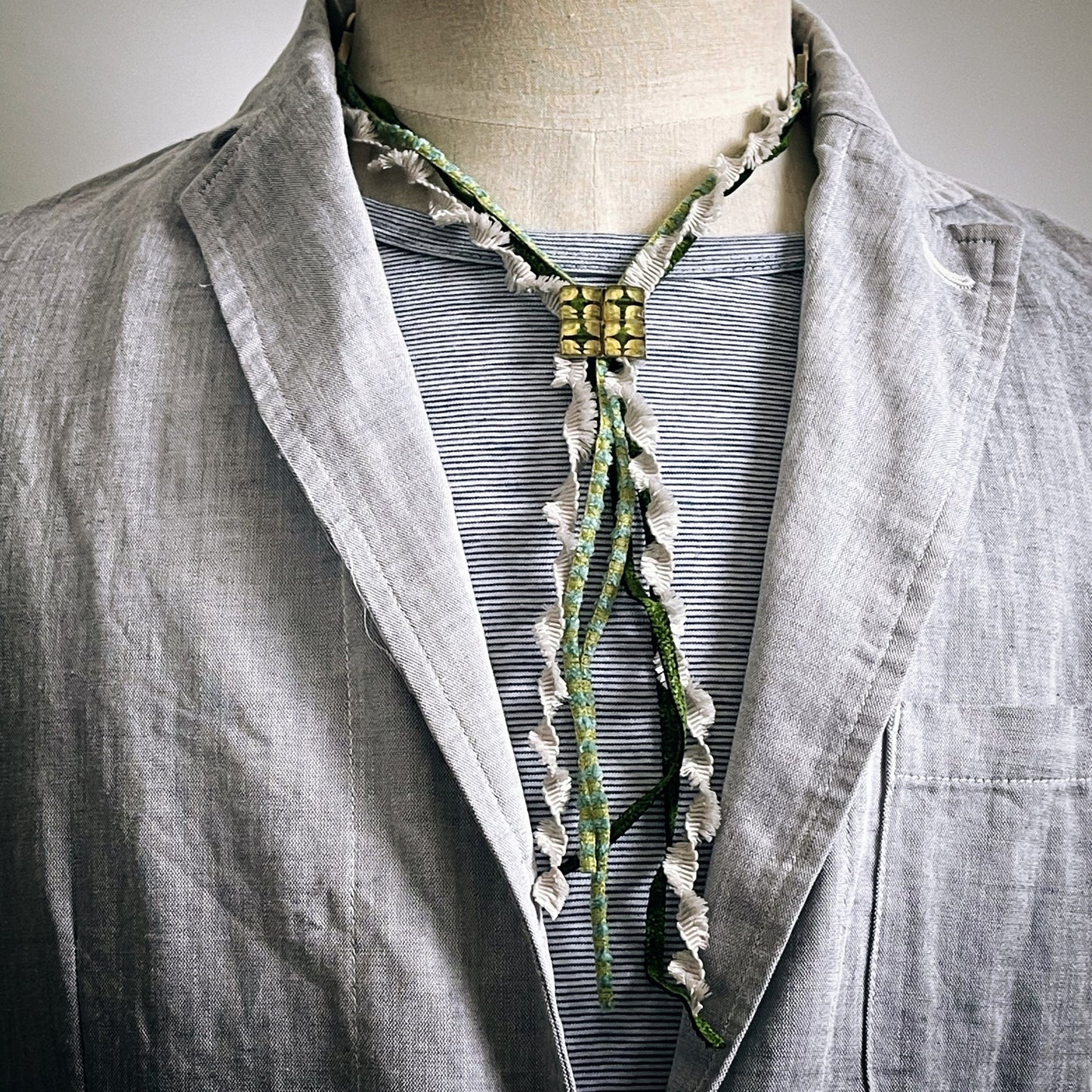 Bolo Tie Necklace Green Watermelon Ribbon TAMARUSAN