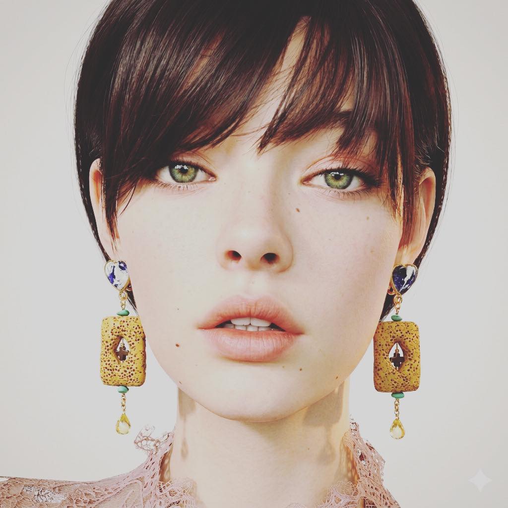 Heart Earrings Lava Citrine Purple TAMARUSAN