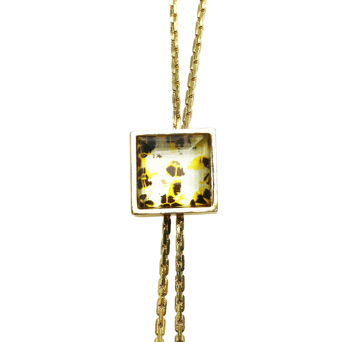 Chain Bolo Tie Gold Tiger Cat Onyx Yellow TAMARUSAN