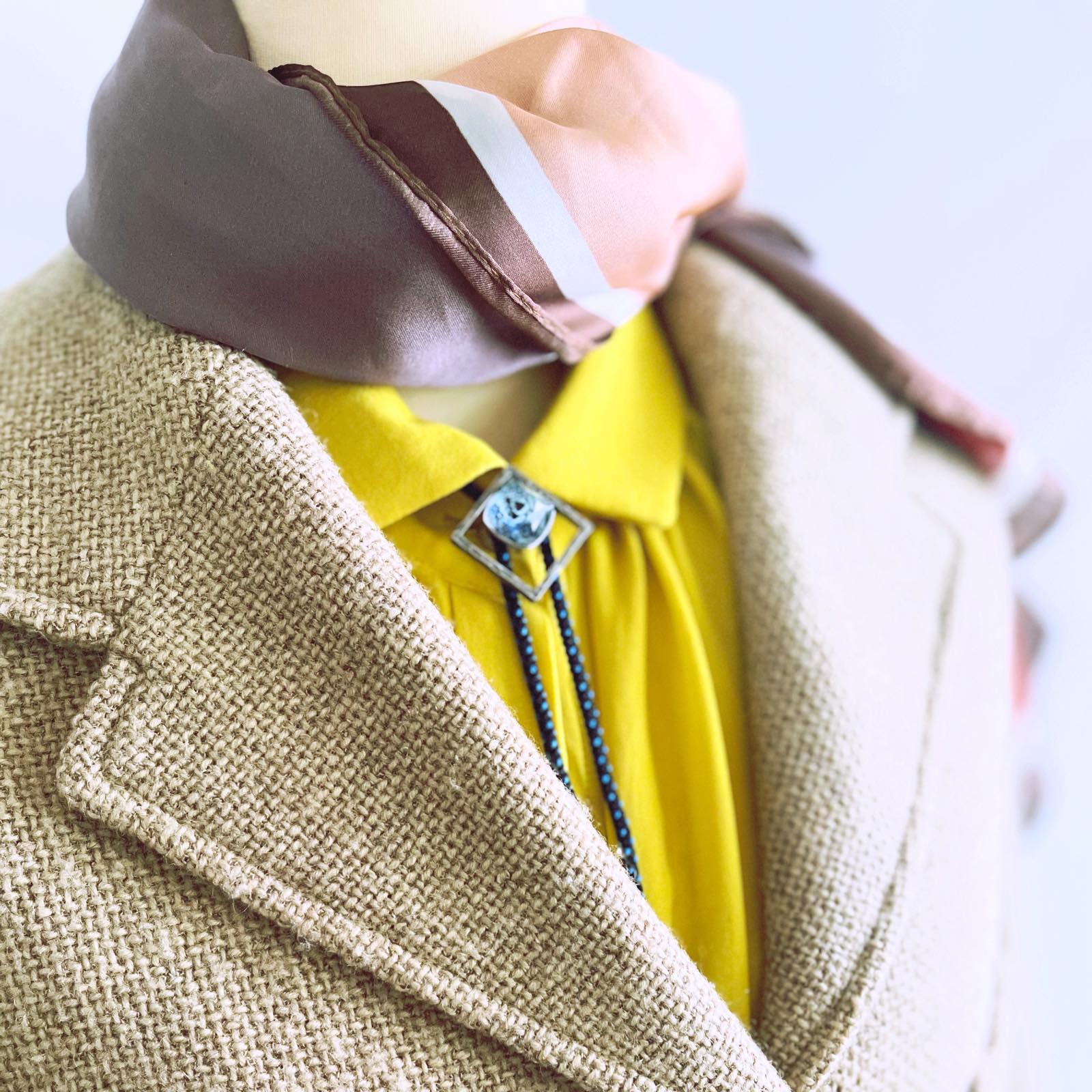 Silk Braid Bolo Tie Brown Orange Mizuhiki TAMARUSAN