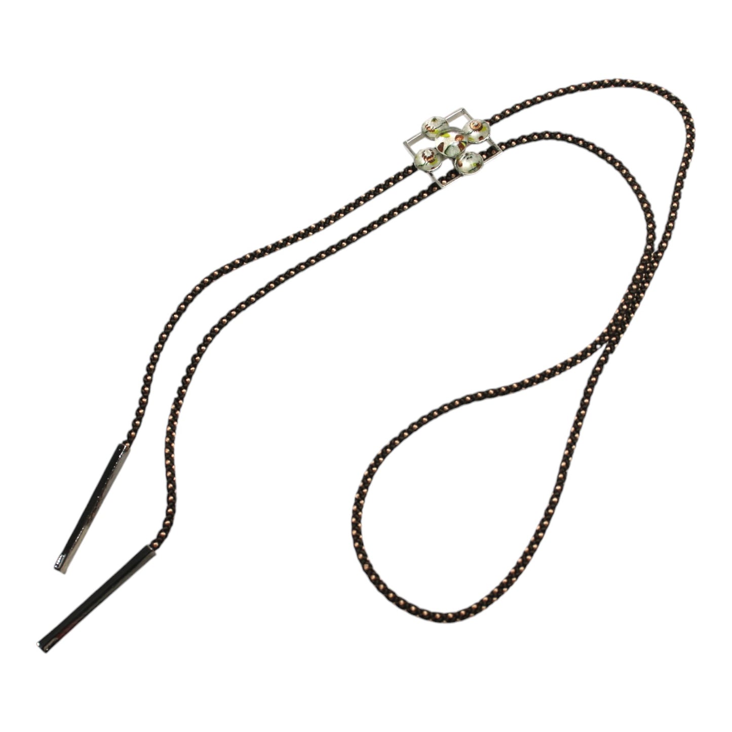 Silk Bolo Tie White Brown Vine TAMARUSAN