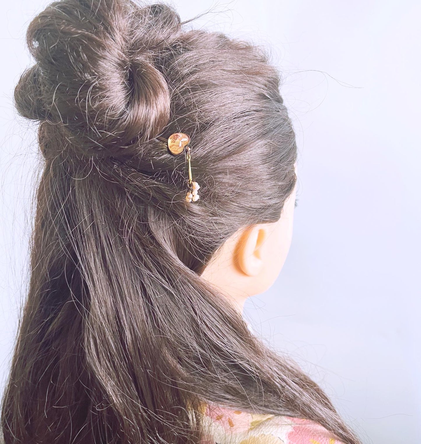Hairpin Pink Plum Freshwater Pearl TAMARUSAN