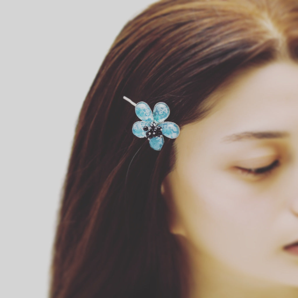 Hairpin Flower Plum Blue Onyx TAMARUSAN
