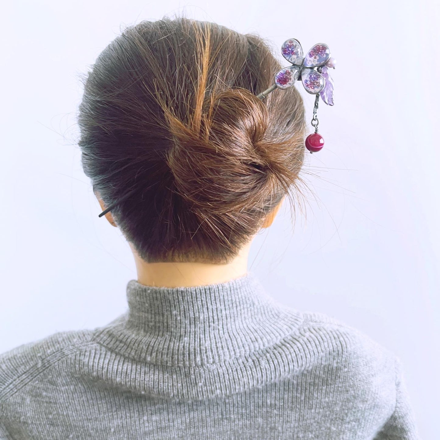Changeable Ornament Hairpin Flower Purple TAMARUSAN