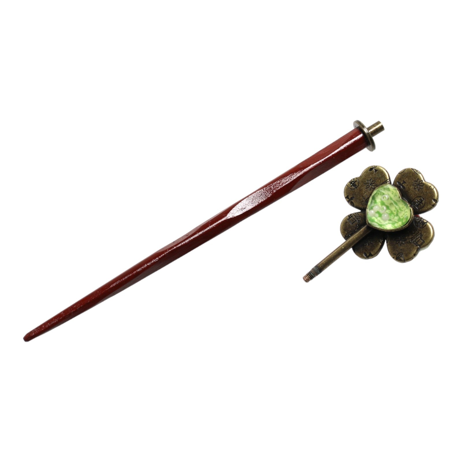 Hair Stick Flower Green Wood Coral TAMARUSAN