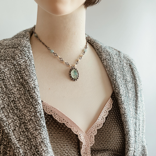 Necklace Plum Light Blue TAMARUSAN