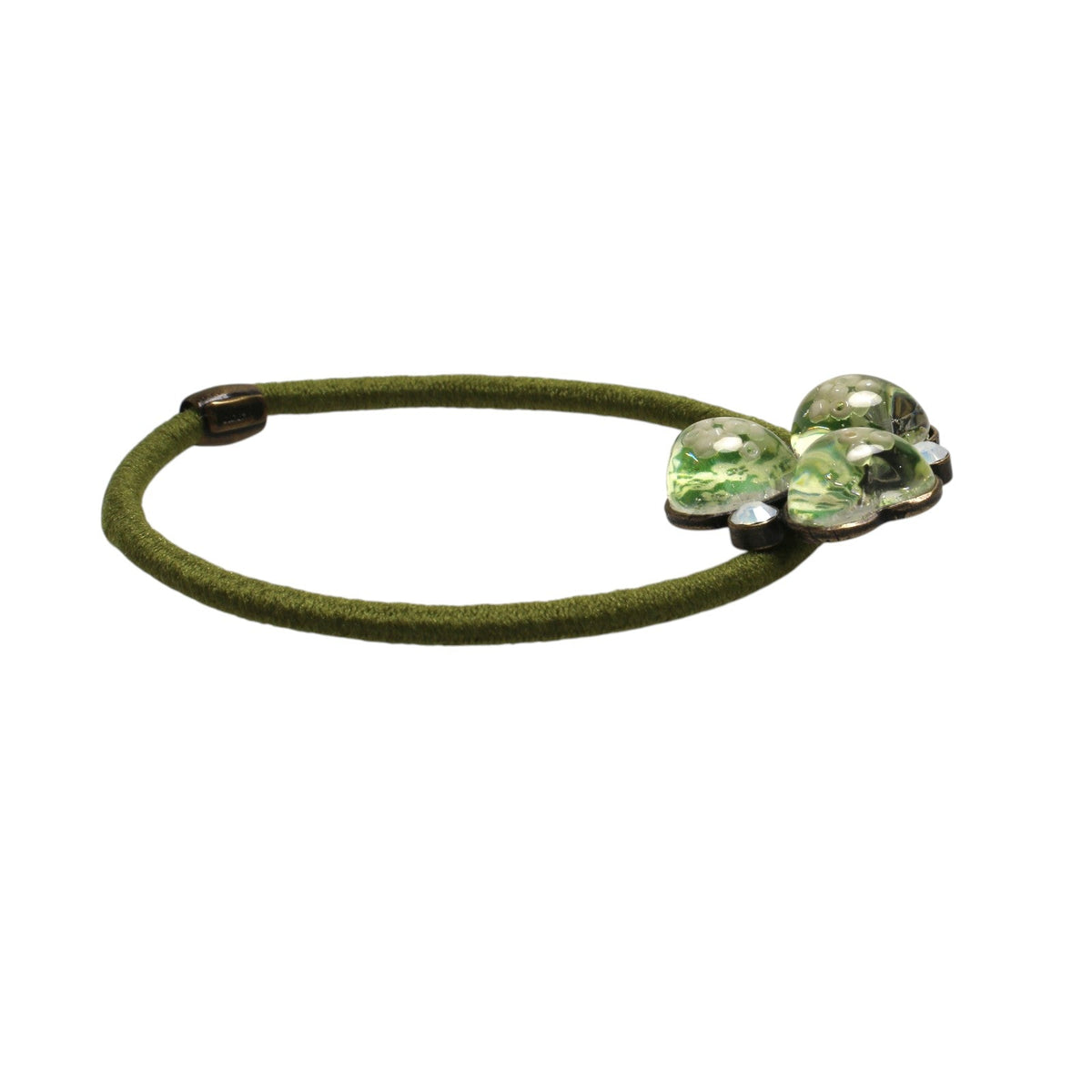 Hair Tie Green Plum Blossom Rhinestone TAMARUSAN