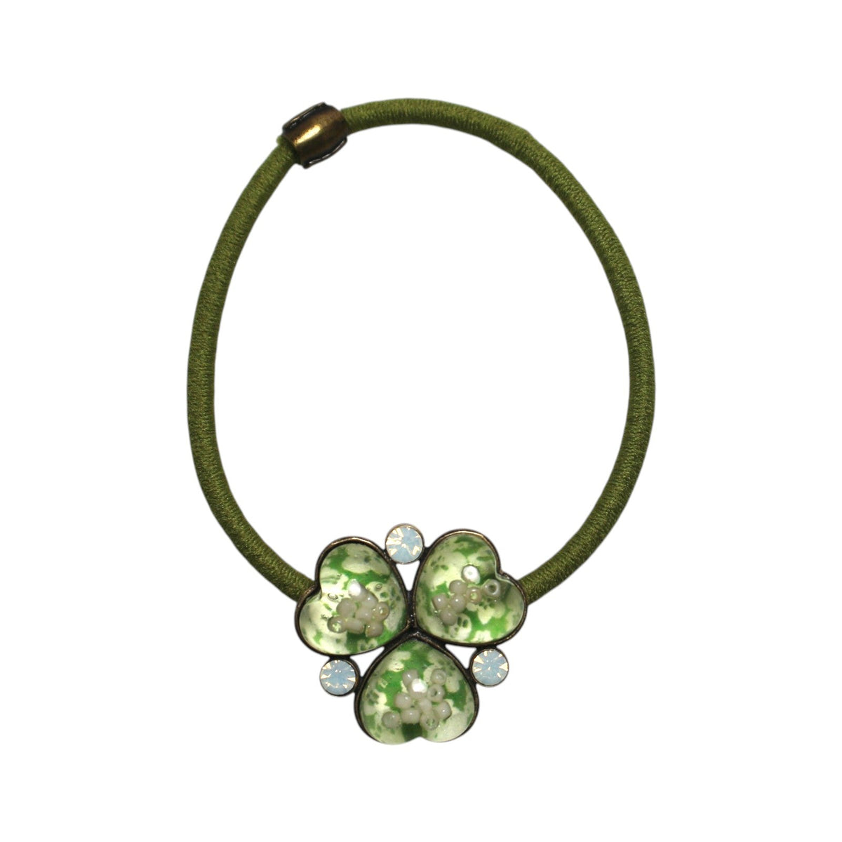 Hair Tie Green Plum Blossom Rhinestone TAMARUSAN