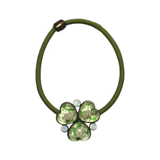 Hair Tie Green Plum Blossom Rhinestone TAMARUSAN