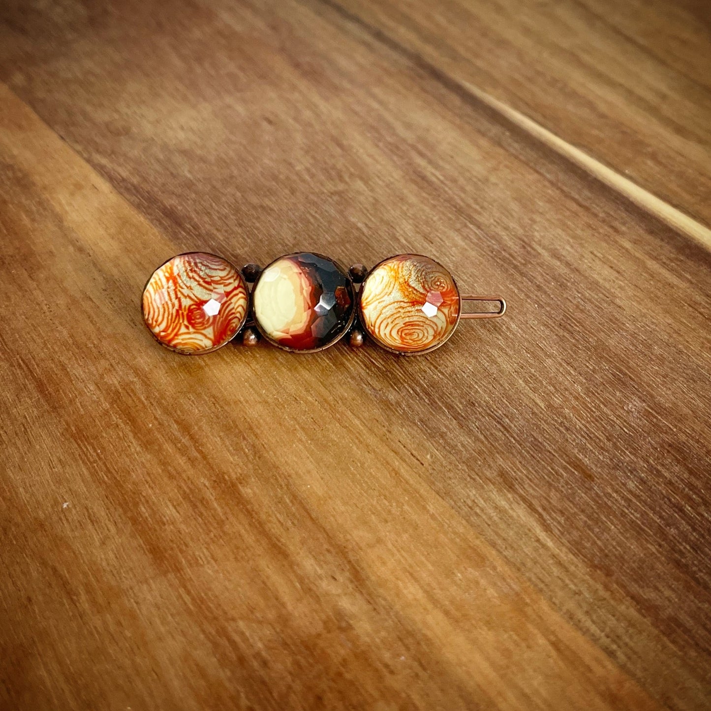 Hair Clip Calico Cat Orange Resin TAMARUSAN