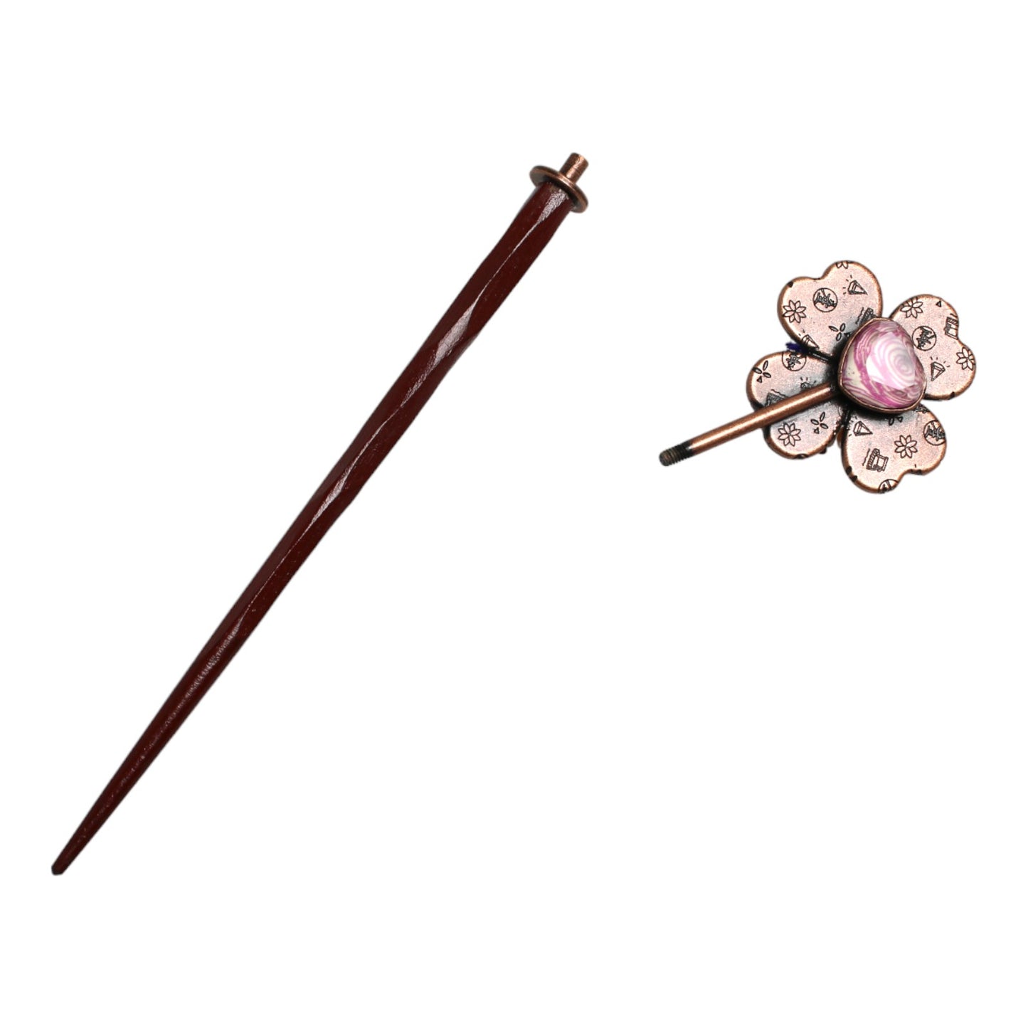 Hair Stick Pink Wood Flower TAMARUSAN