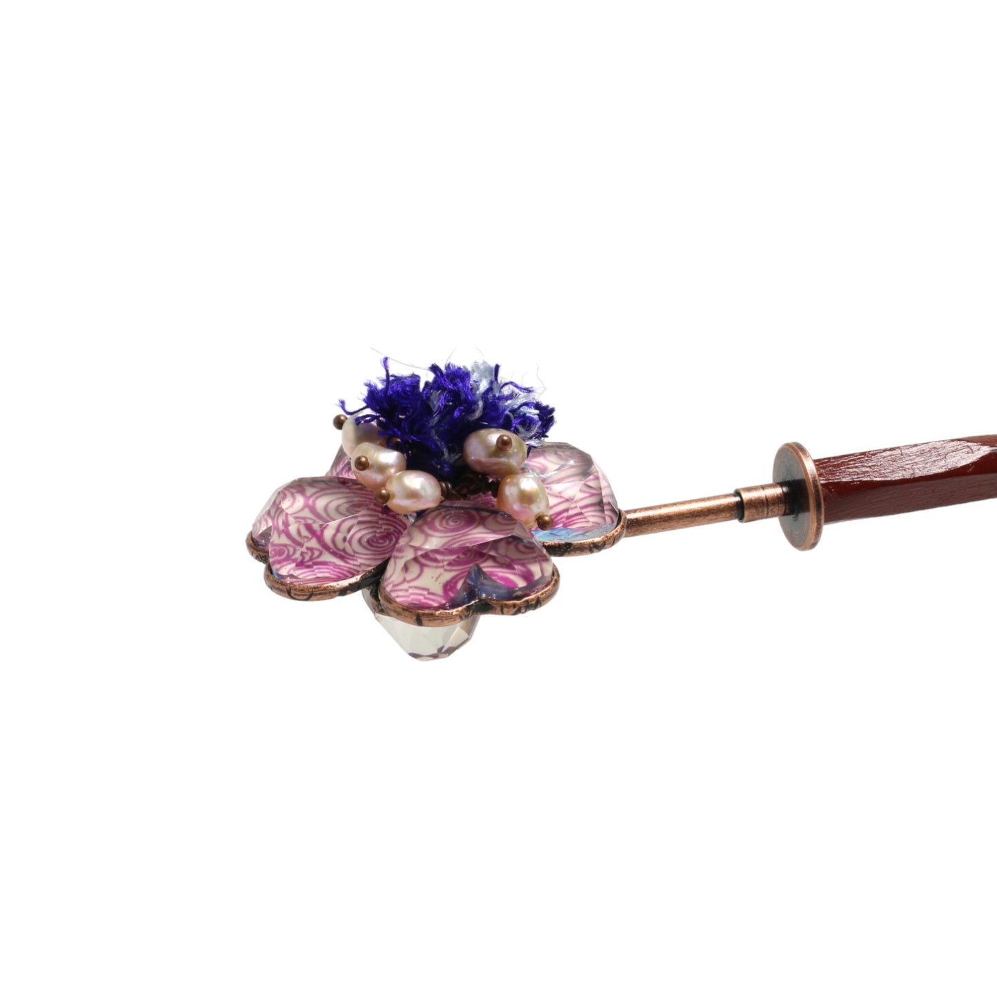 Hair Stick Pink Wood Flower TAMARUSAN