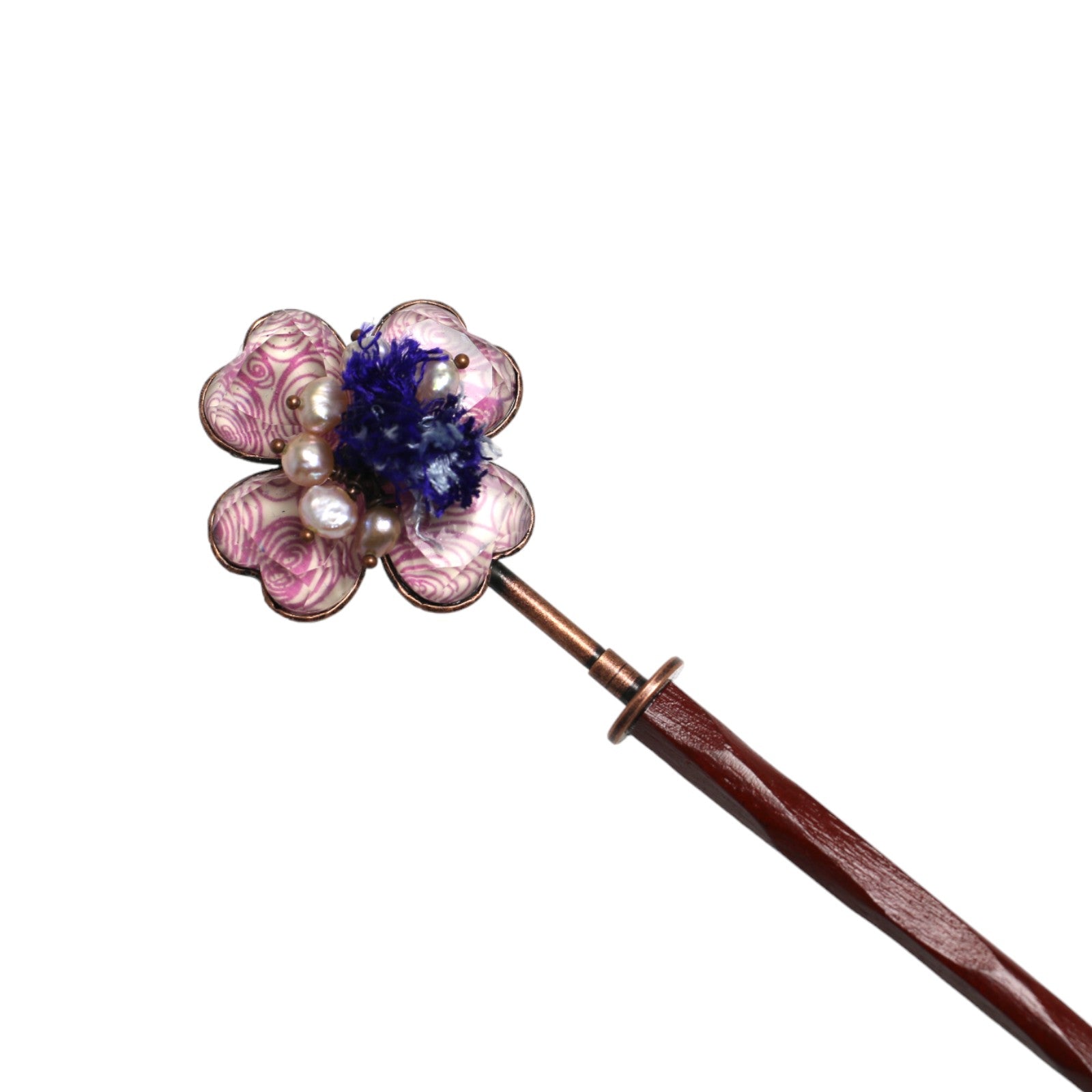 Hair Stick Pink Wood Flower TAMARUSAN