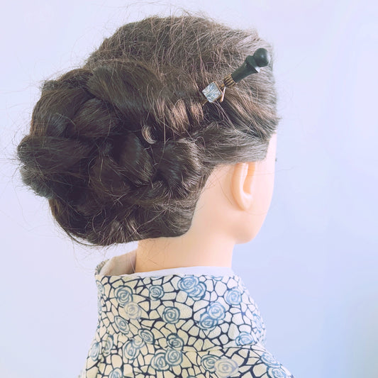 Interchangeable Wooden Hair Stick Light Blue Japanese Style TAMARUSAN