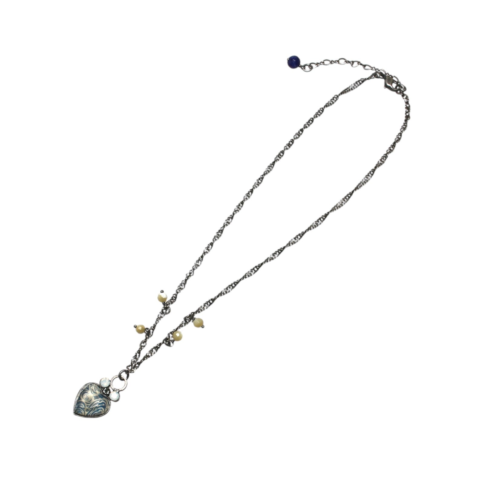 Necklace Swirl Heart Light Blue TAMARUSAN