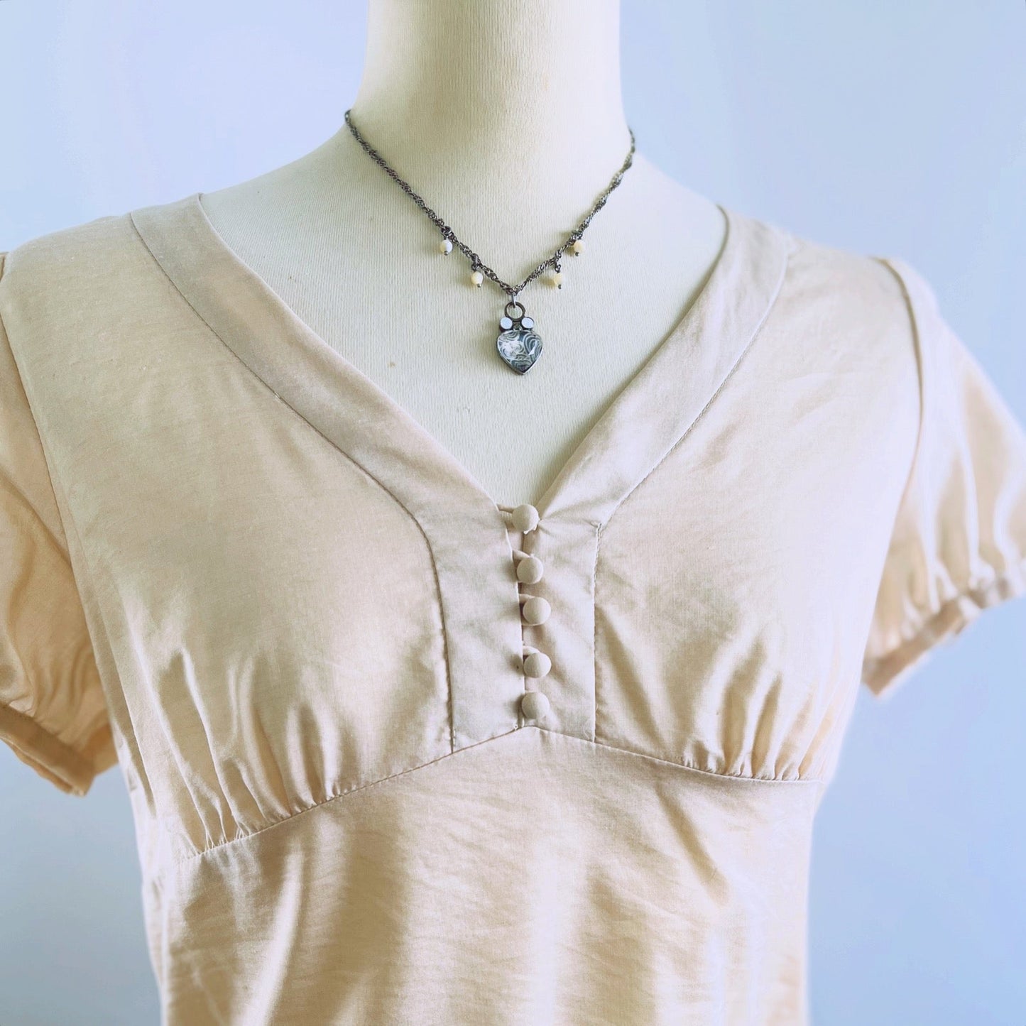 Necklace Swirl Heart Light Blue TAMARUSAN