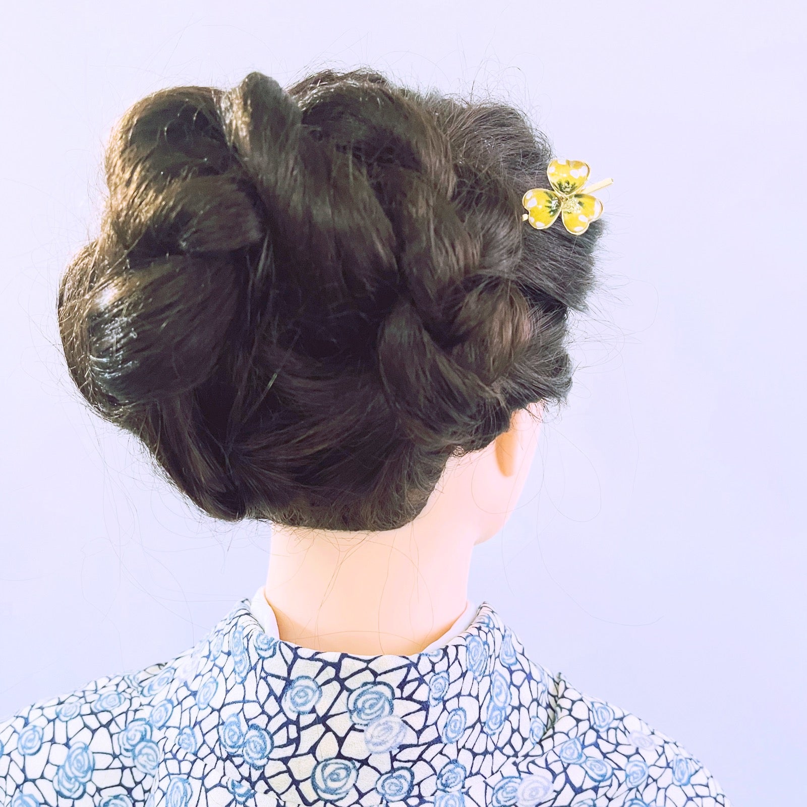 Violet Flower Short Kanzashi Gold Yellow TAMARUSAN