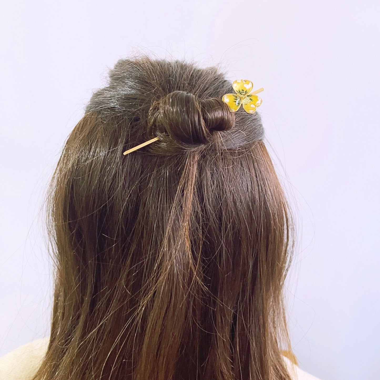 Violet Flower Short Kanzashi Gold Yellow TAMARUSAN