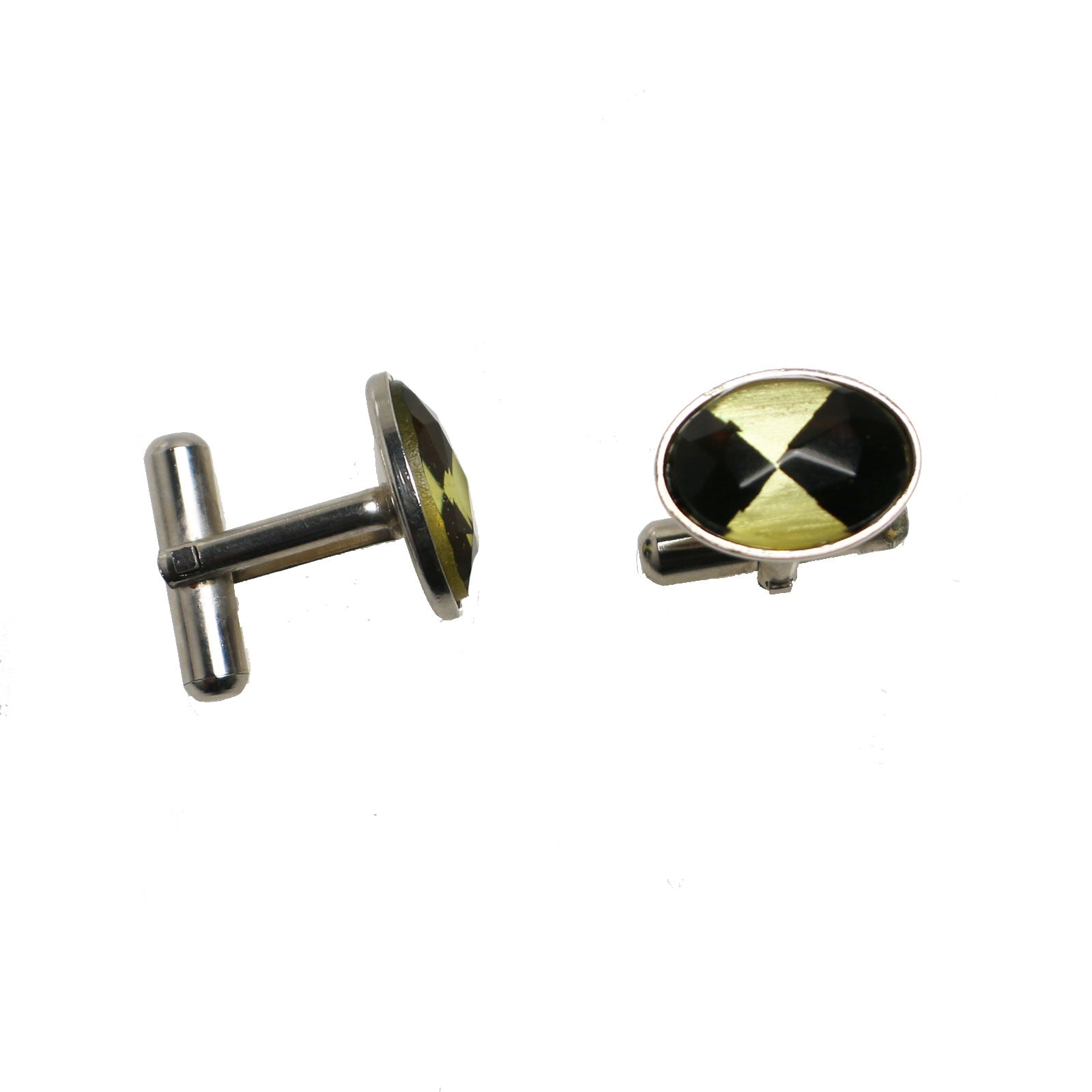 Cuff Links Black White Oval Mens TAMARUSAN