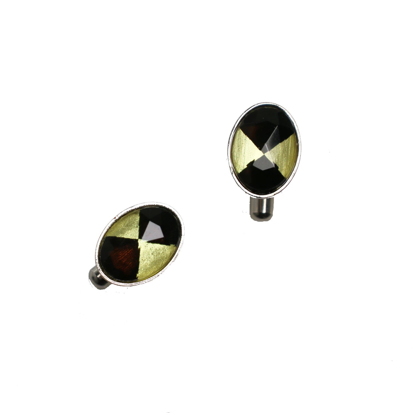 Cuff Links Black White Oval Mens TAMARUSAN