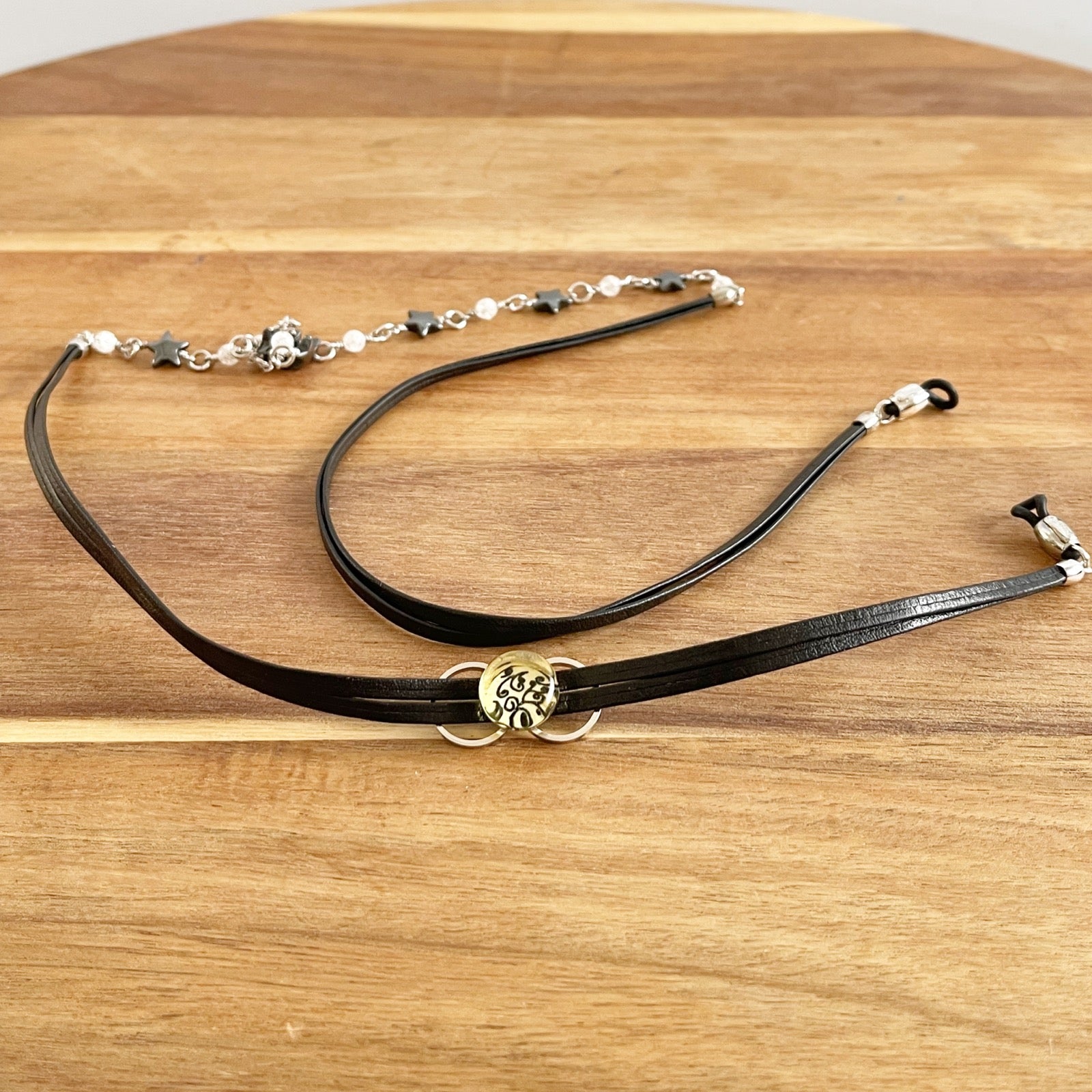 Eyegrass Chain Hematite Quartz White Black TAMARUSAN