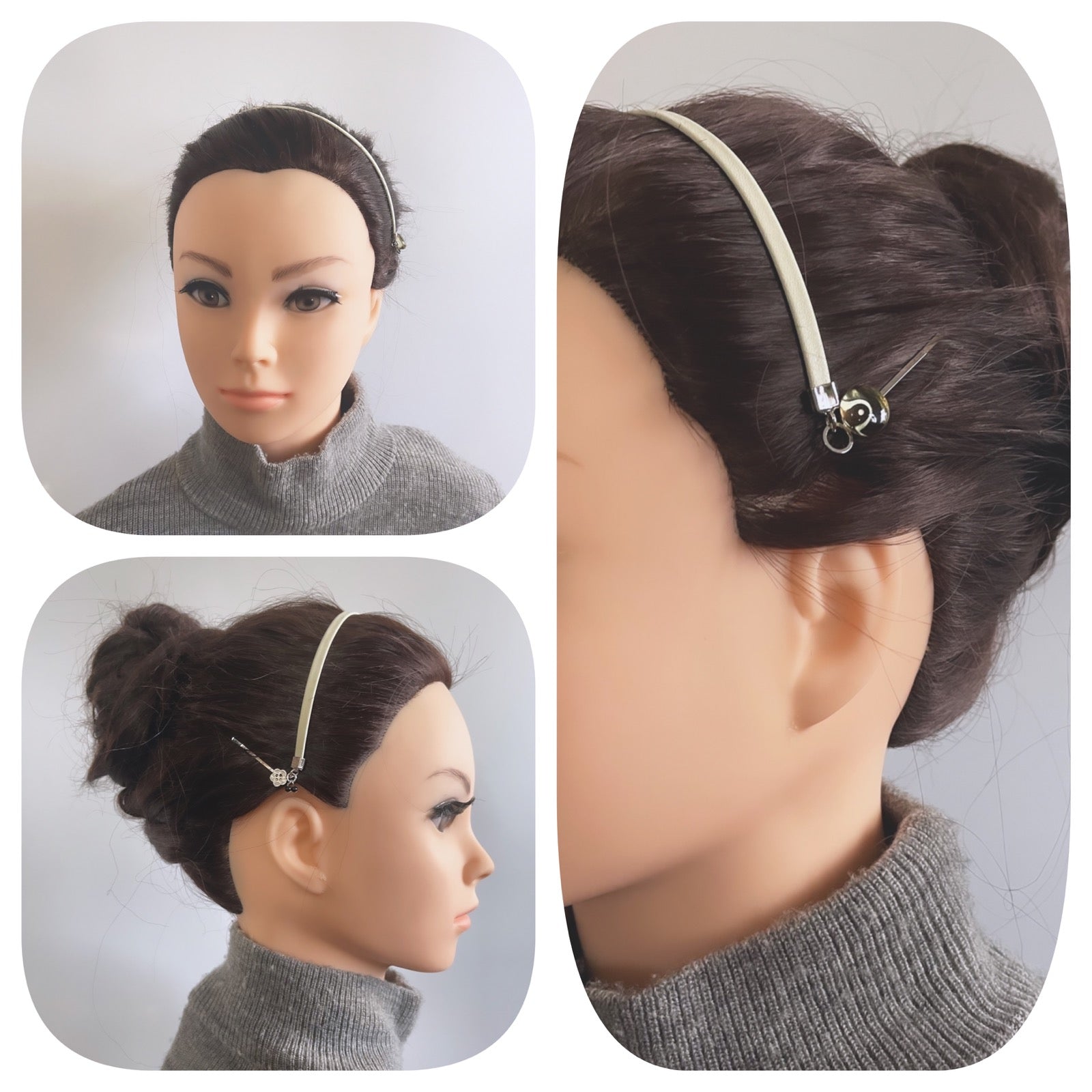 Hair Band Black White Leather TAMARUSAN