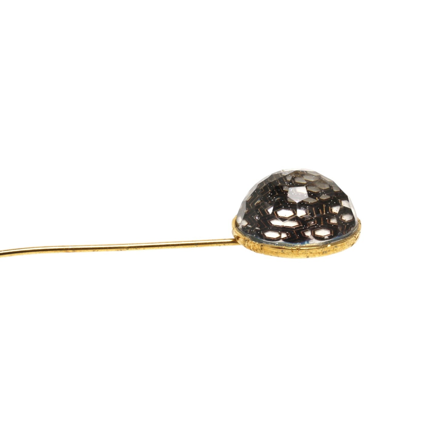 Hat Pin Black White Gold Tortoiseshell TAMARUSAN