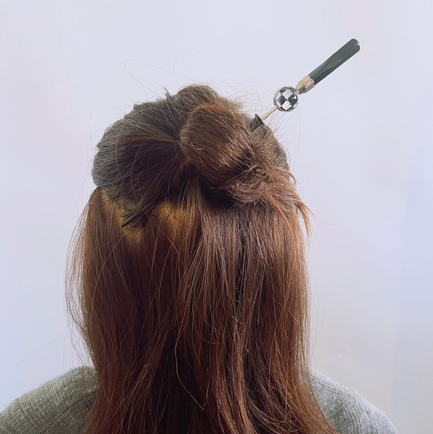 Wood Changeable Ornament Hairpin Black White Checked Pattern TAMARUSAN