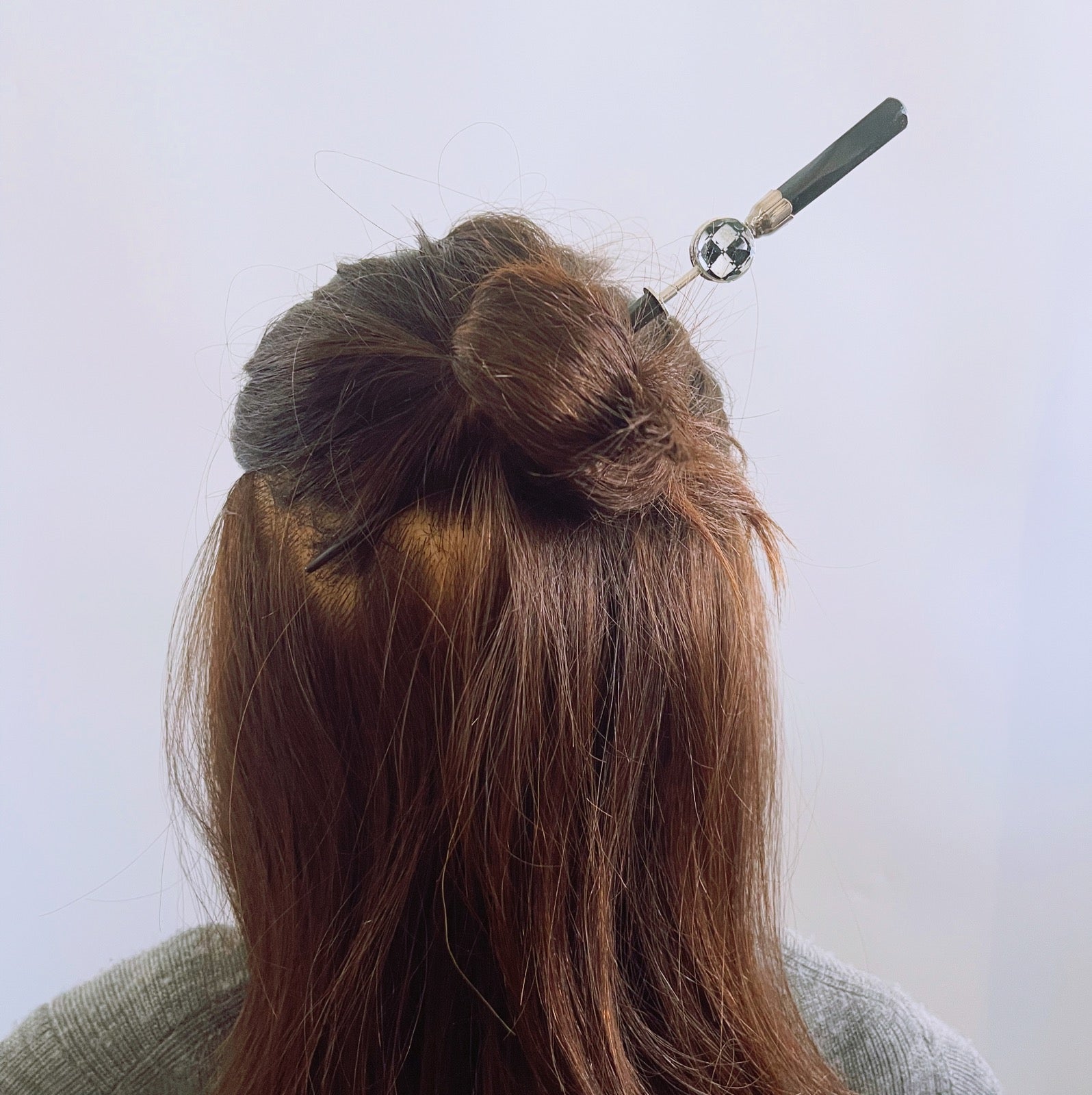 Wood Changeable Ornament Hairpin Black White Checked Pattern TAMARUSAN